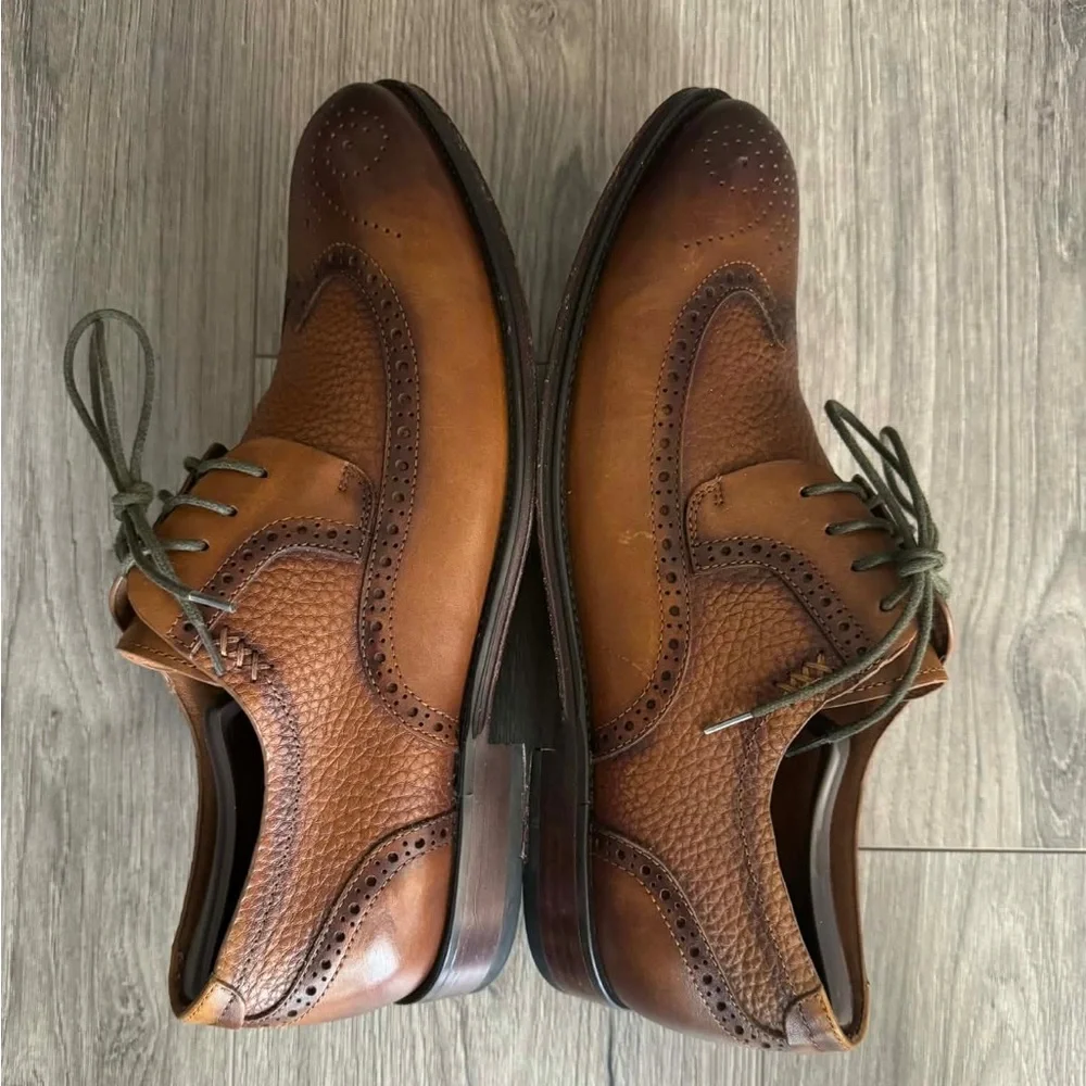 Joseph Abboud Tan and Brown Leather Derby Shoes